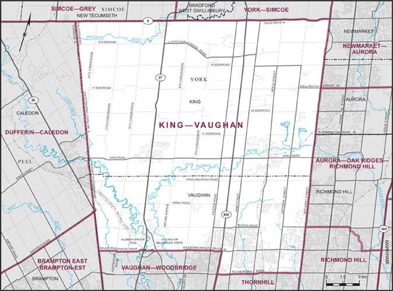 Carte de la circonscription de King—Vaughan