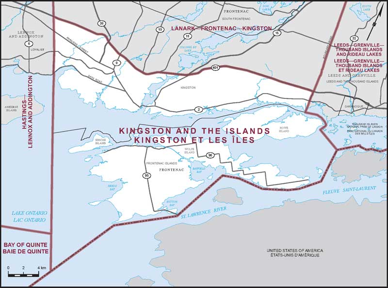 Carte de la circonscription de Kingston et les Îles