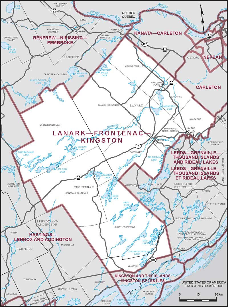 Carte de la circonscription de Lanark—Frontenac—Kingston