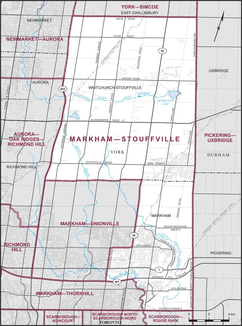 Carte de la circonscription de Markham—Stouffville