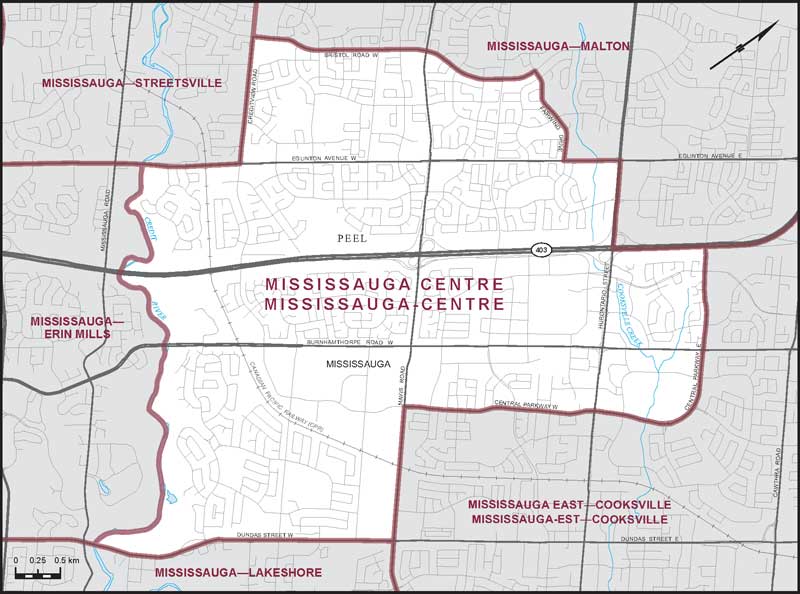 Carte de la circonscription de Mississauga-Centre