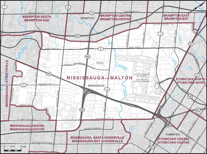 Carte de la circonscription de Mississauga—Malton
