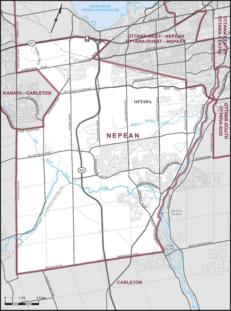Carte de la circonscription de Nepean