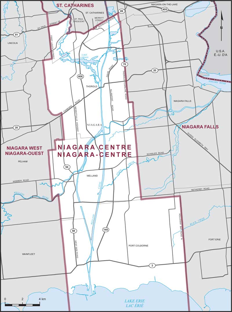 Carte de la circonscription de Niagara-Centre