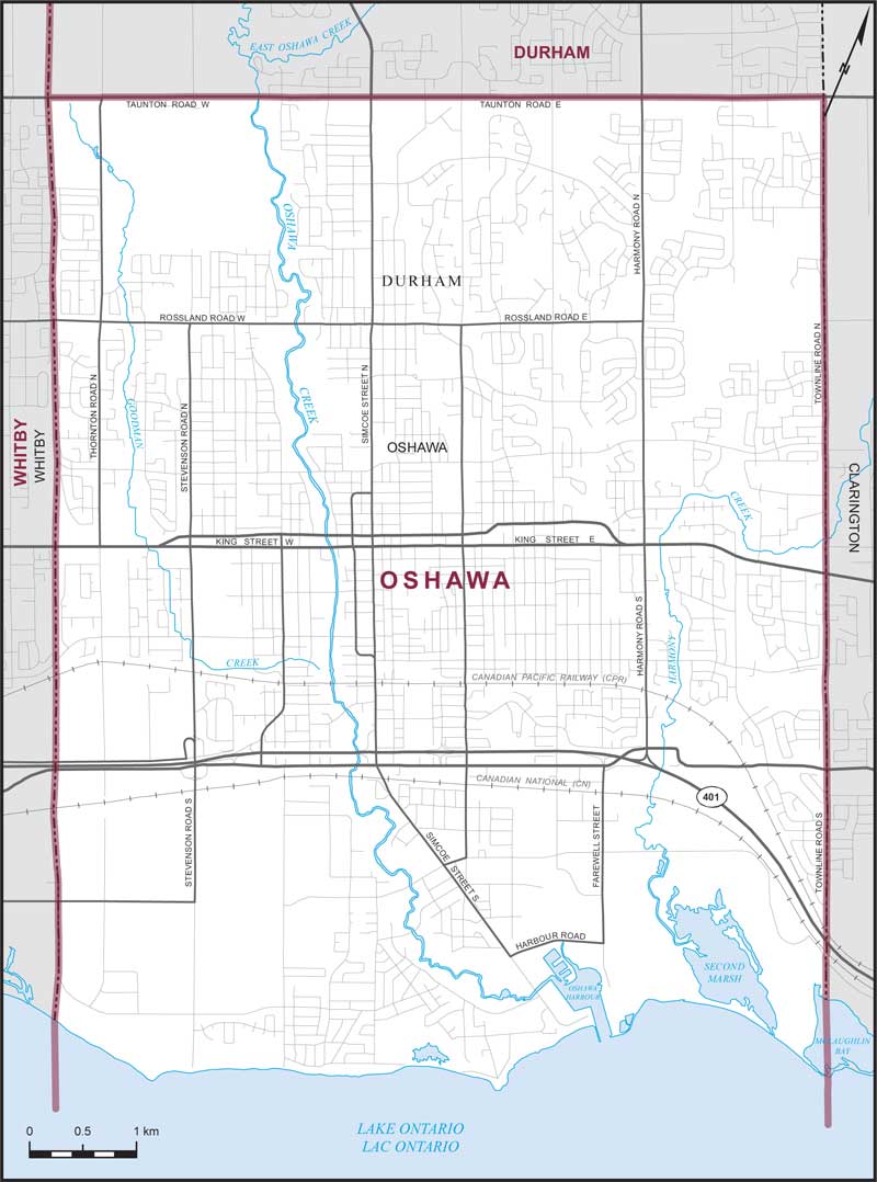 Carte de la circonscription d'Oshawa
