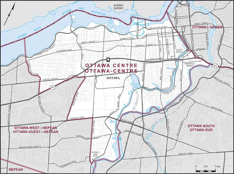 Carte de la circonscription d'Ottawa-Centre
