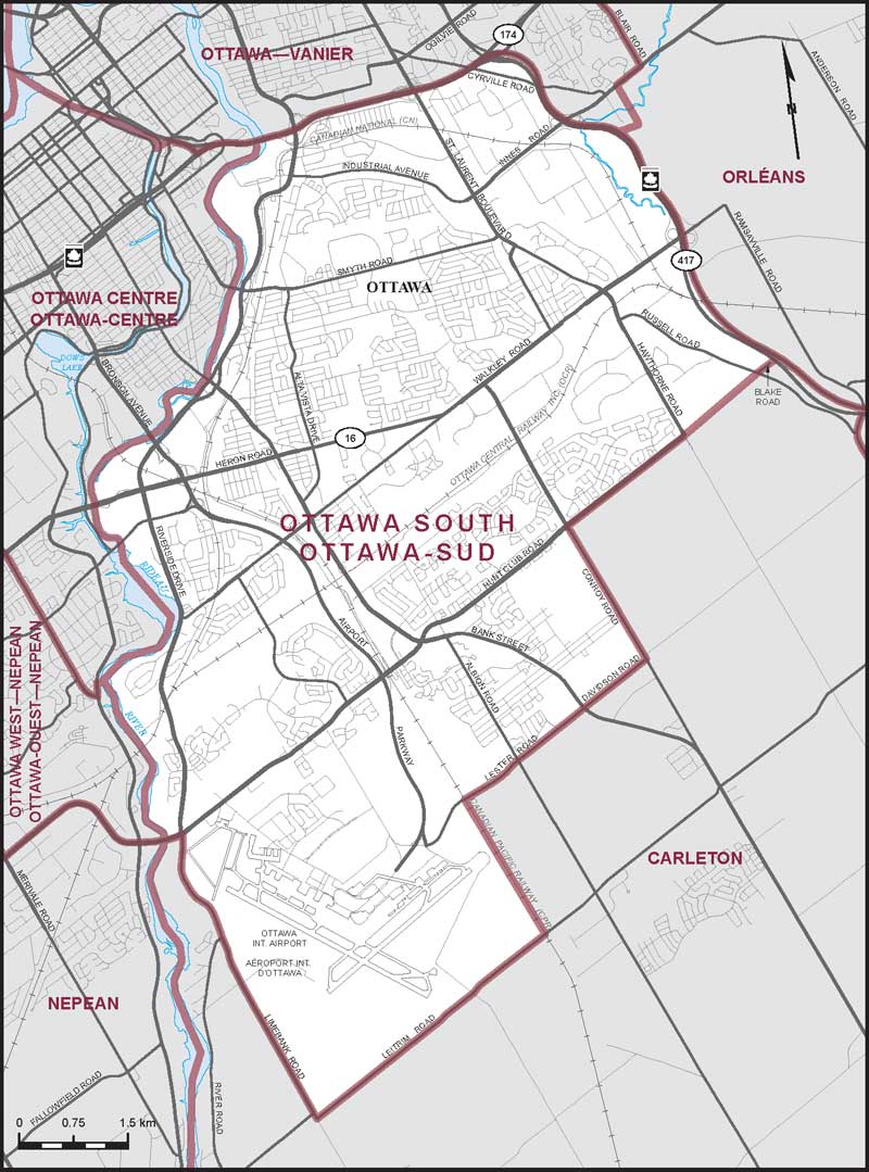 Carte de la circonscription d'Ottawa-Sud