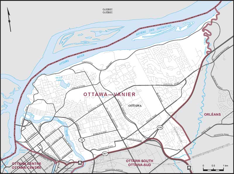 Carte de la circonscription d'Ottawa—Vanier