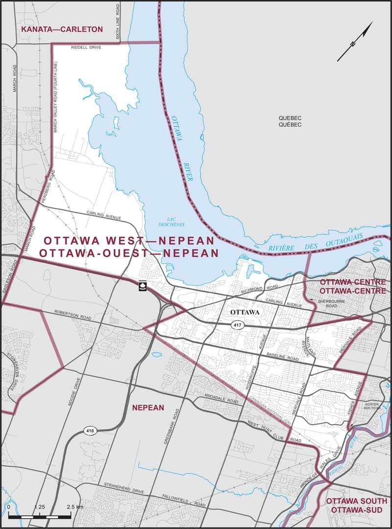 Carte de la circonscription d'Ottawa-Ouest—Nepean