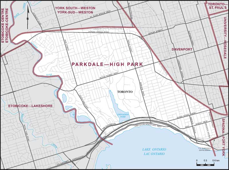 Carte de la circonscription de Parkdale—High Park