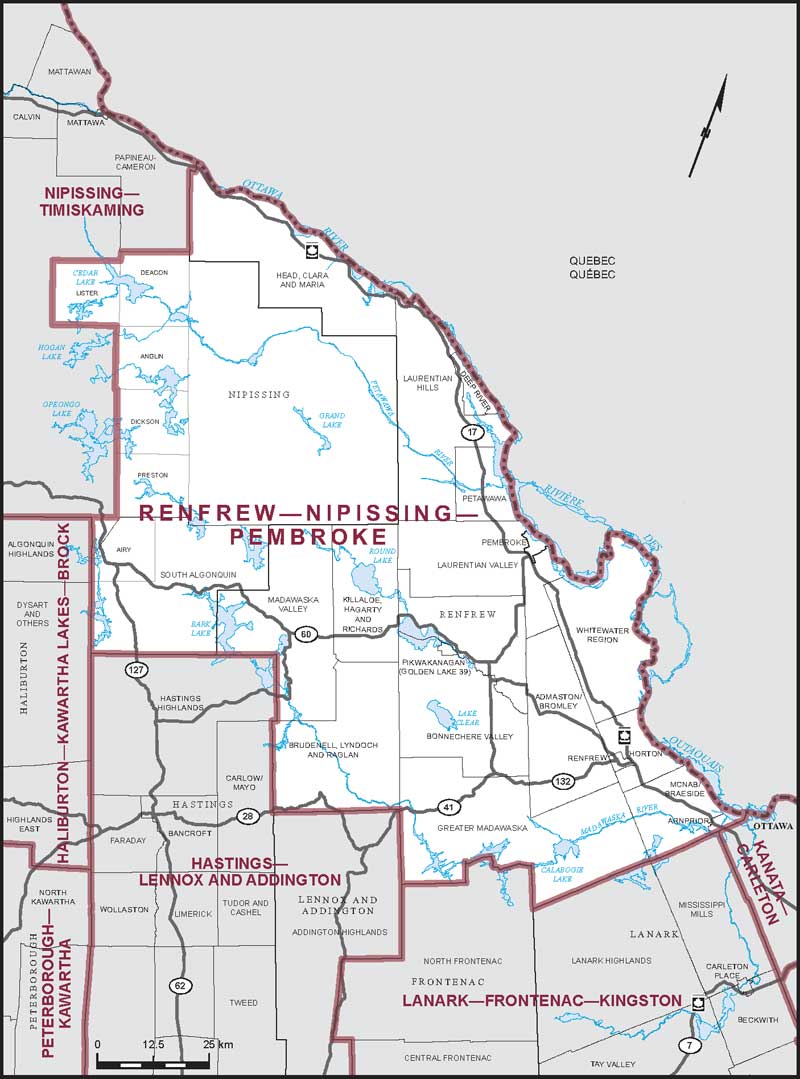 Carte de la circonscription de Renfrew—Nipissing—Pembroke