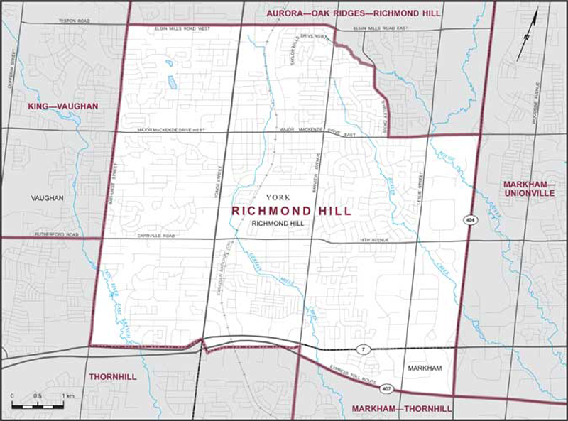 Carte de la circonscription de Richmond Hill