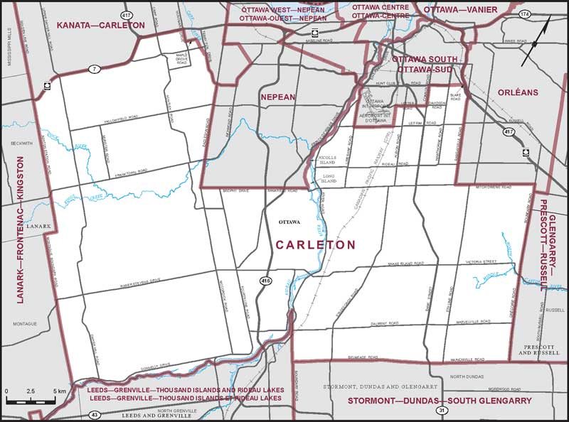Carte de la circonscription de Carleton