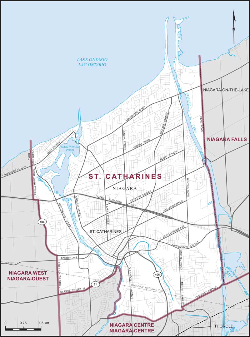 Carte de la circonscription de St. Catharines
