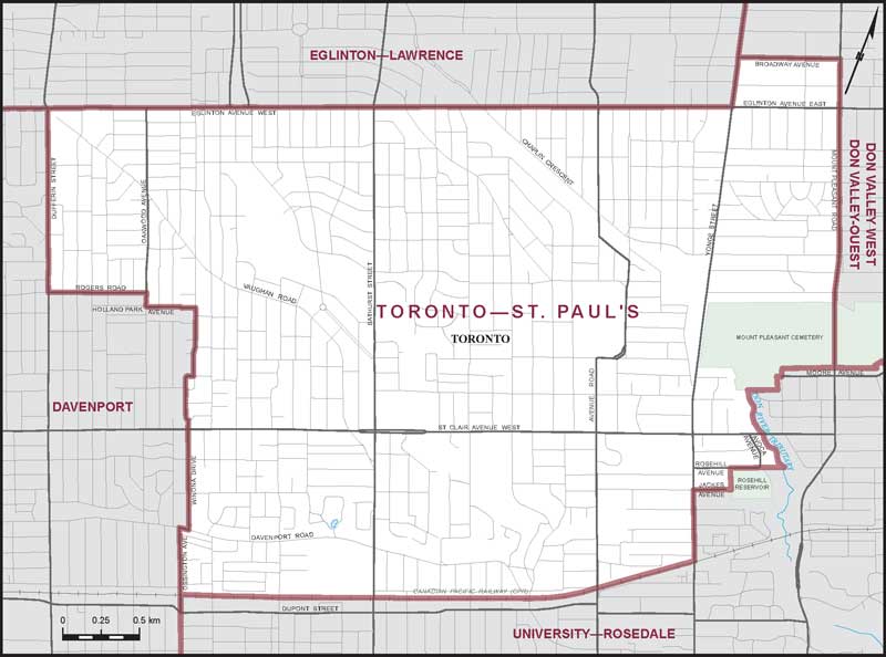Carte de la circonscription de Toronto—St. Paul's