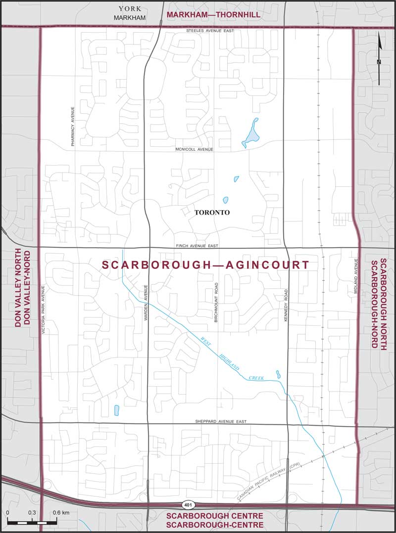 Carte de la circonscription de Scarborough—Agincourt
