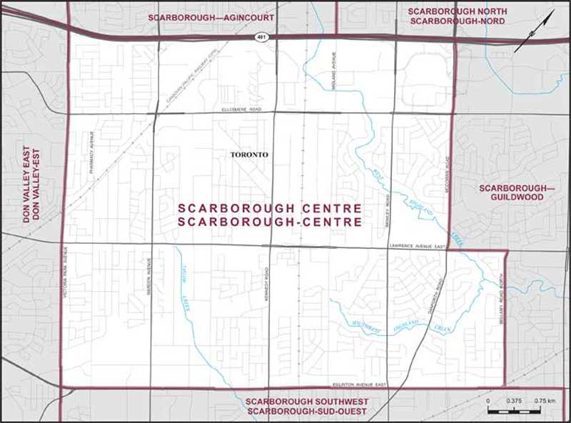 Carte de la circonscription de Scarborough-Centre