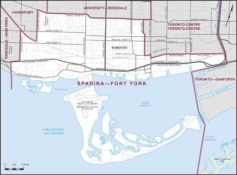Carte de la circonscription de Spadina—Fort York