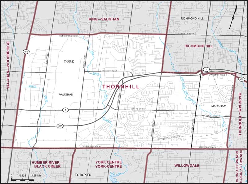 Carte de la circonscription de Thornhill
