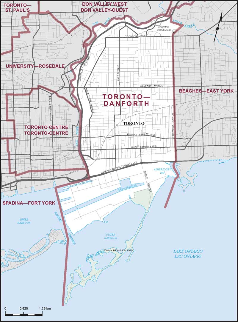 Carte de la circonscription de Toronto—Danforth