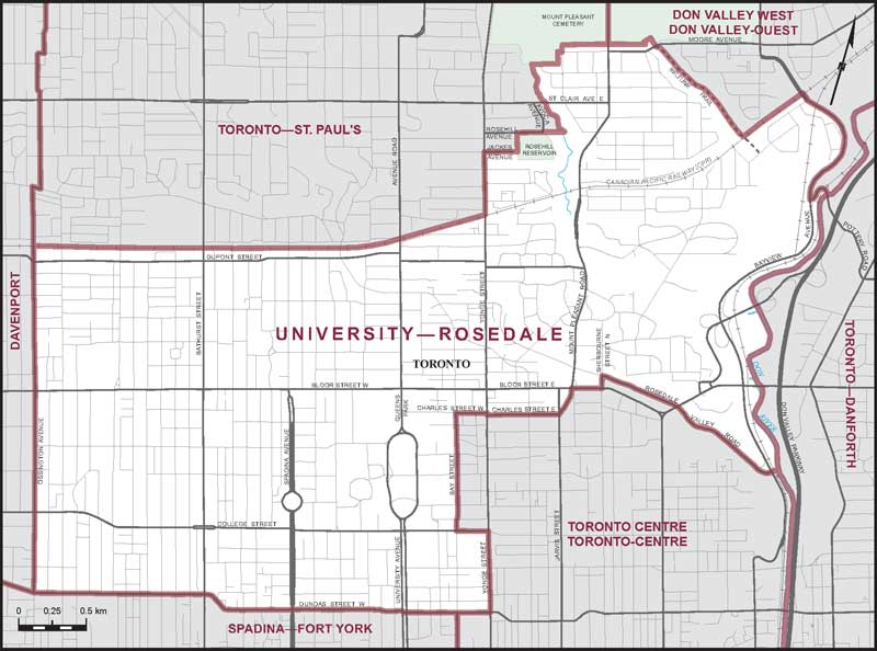Carte de la circonscription de University—Rosedale