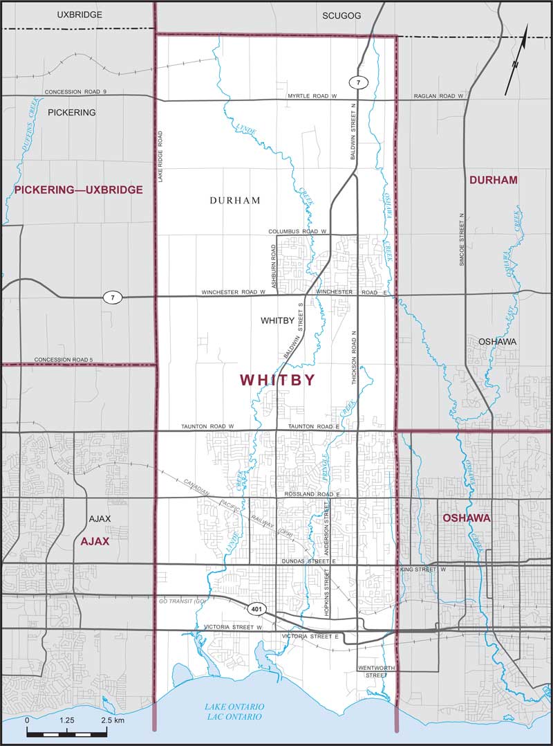 Carte de la circonscription de Whitby