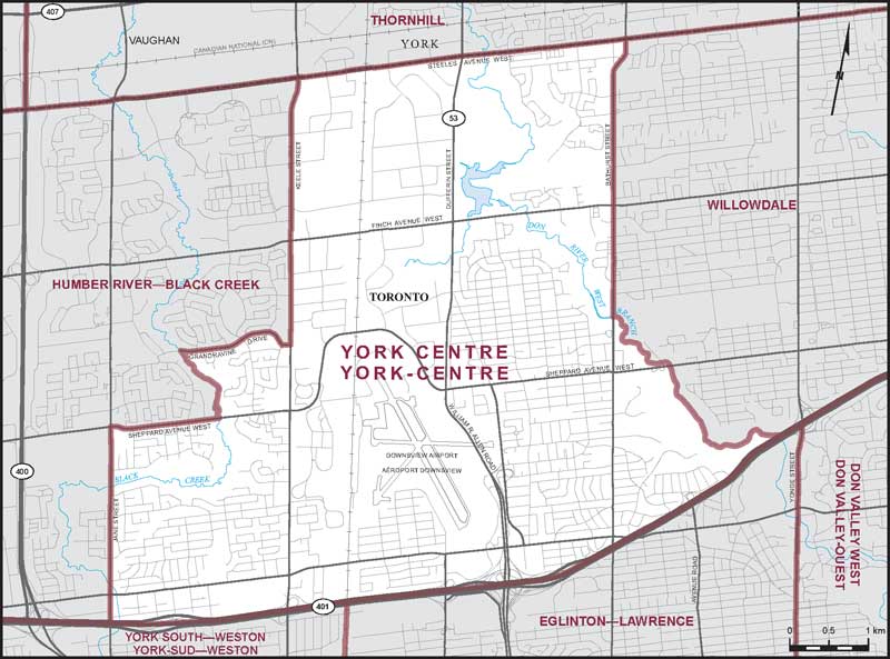 Carte de la circonscription de York-Centre
