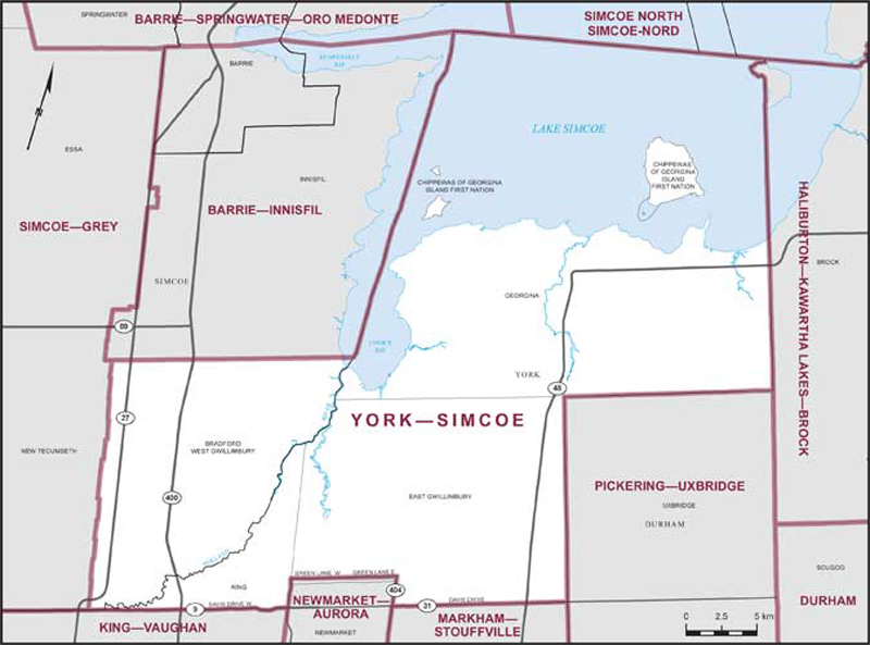 Carte de la circonscription de York—Simcoe