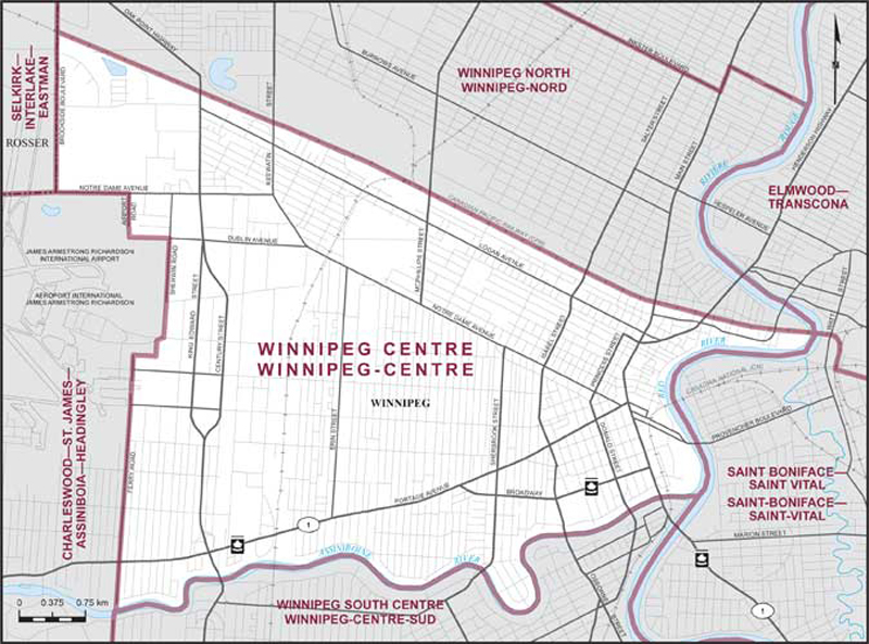 Carte de la circonscription de Winnipeg-Centre