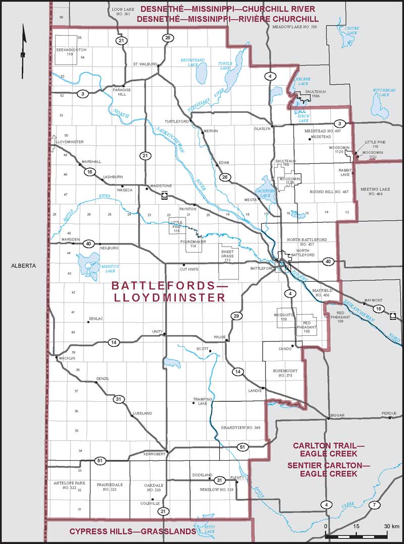 Carte de la circonscription de Battlefords—Lloydminster