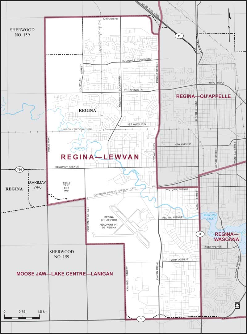 Carte de la circonscription de Regina—Lewvan