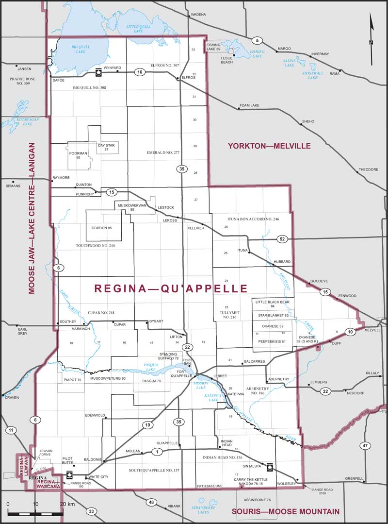Carte de la circonscription de Regina—Qu'Appelle 