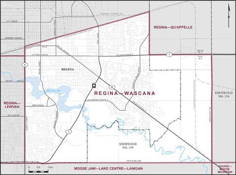 Carte de la circonscription de Regina—Wascana 