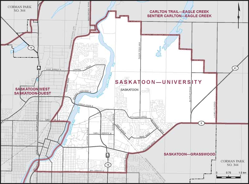 Carte de la circonscription de Saskatoon—University