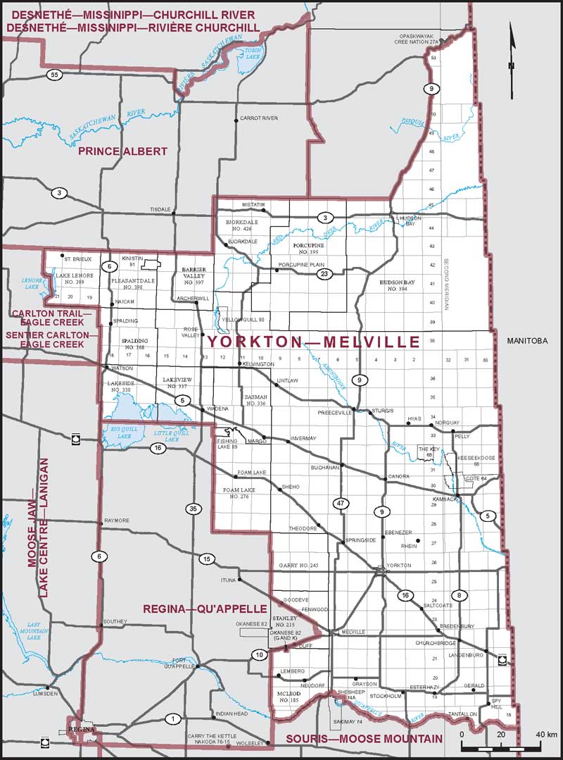Carte de la circonscription de Yorkton—Melville 
