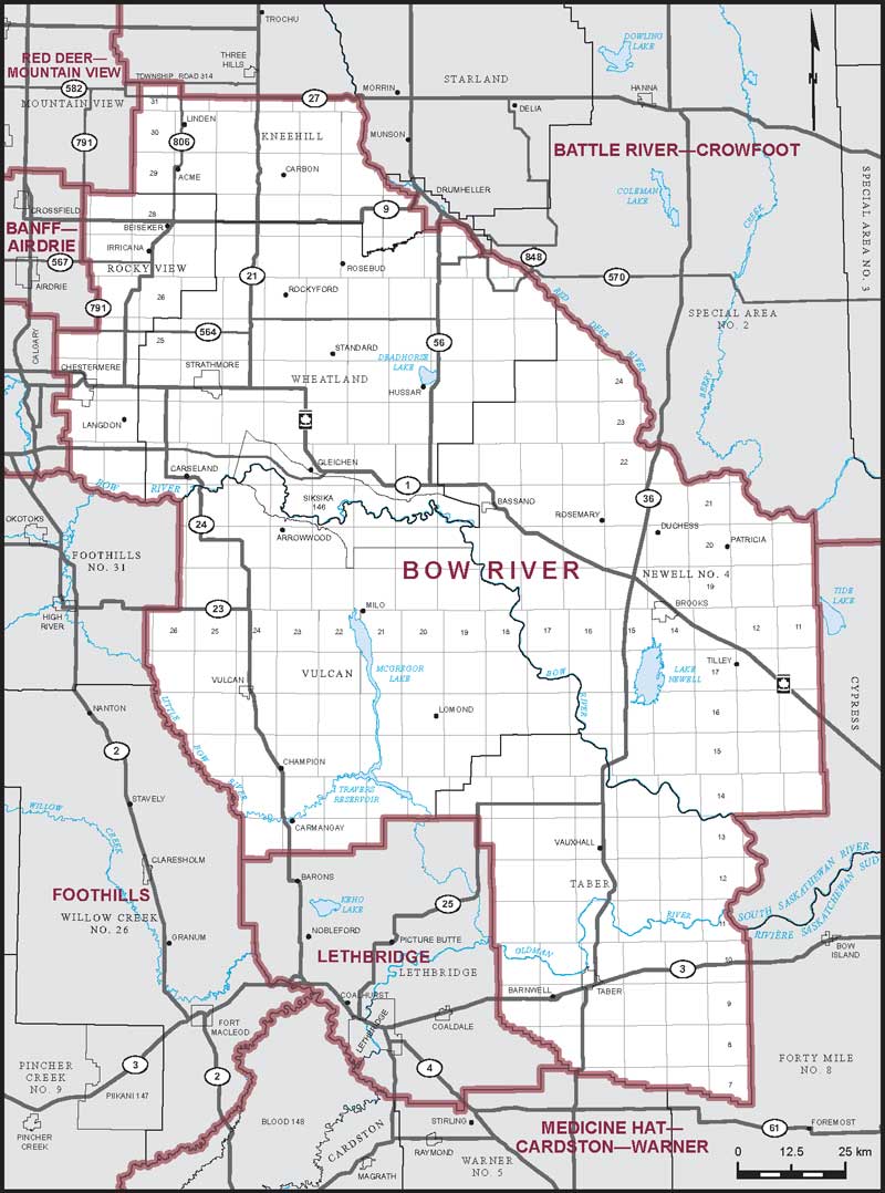 Carte de la circonscription de Bow River