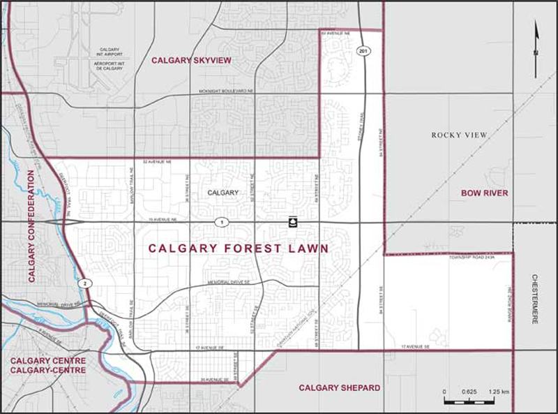 Carte de la circonscription de Calgary Forest Lawn