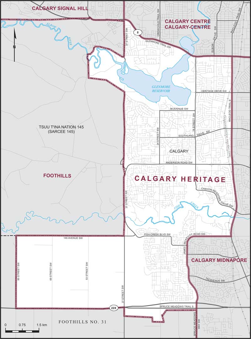 Carte de la circonscription de Calgary Heritage