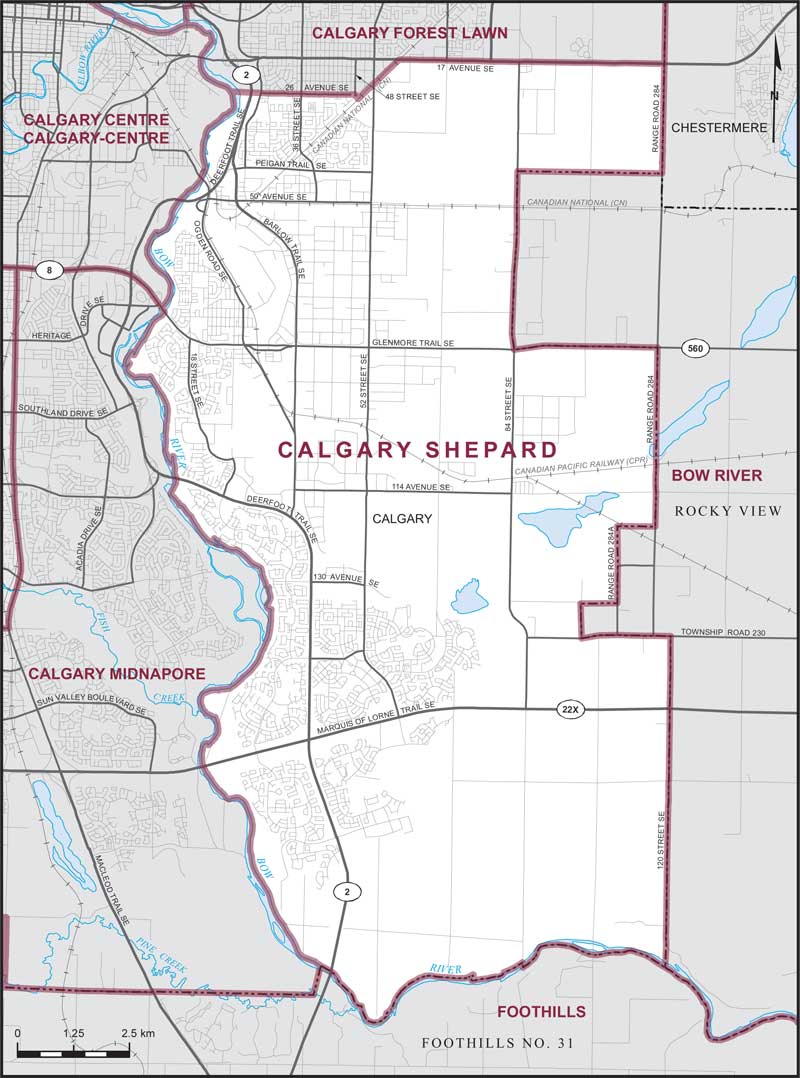 Carte de la circonscription de Calgary Shepard
