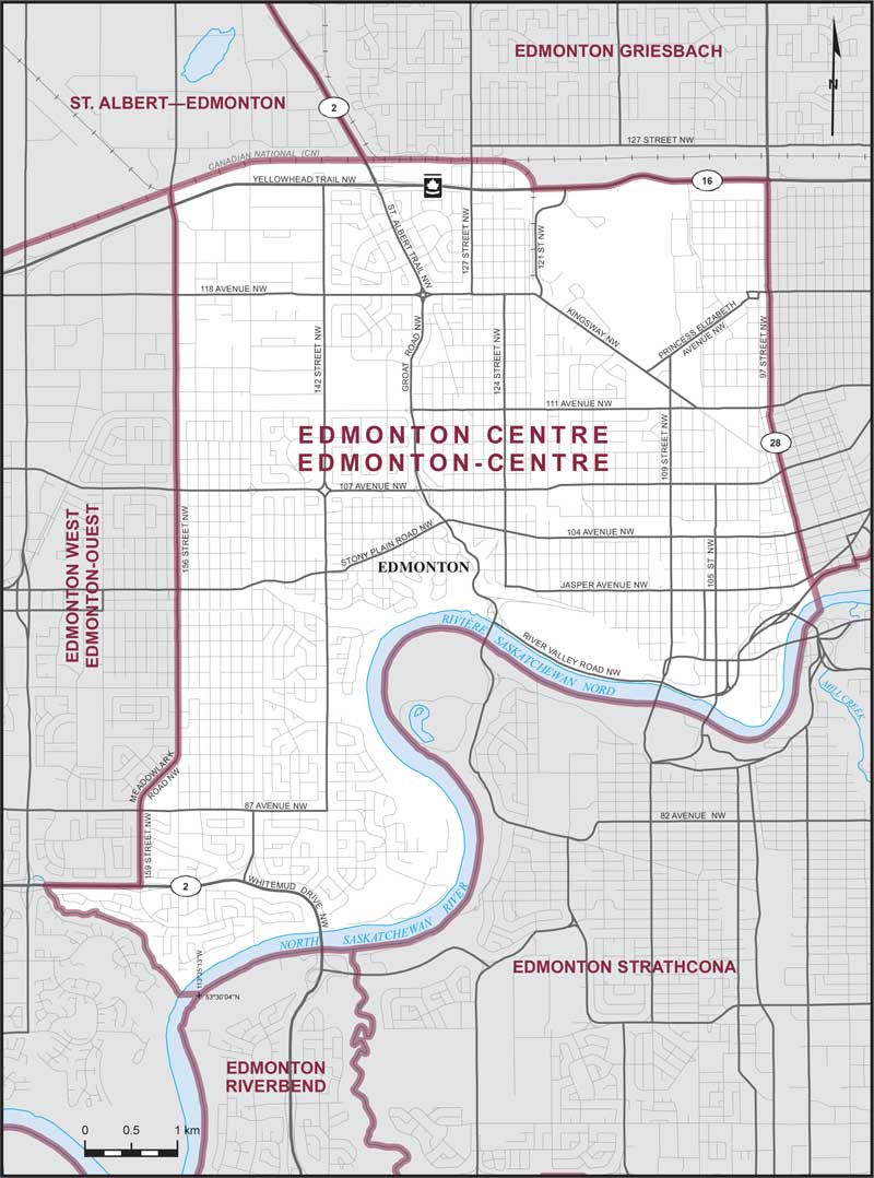 Carte de la circonscription d'Edmonton-Centre