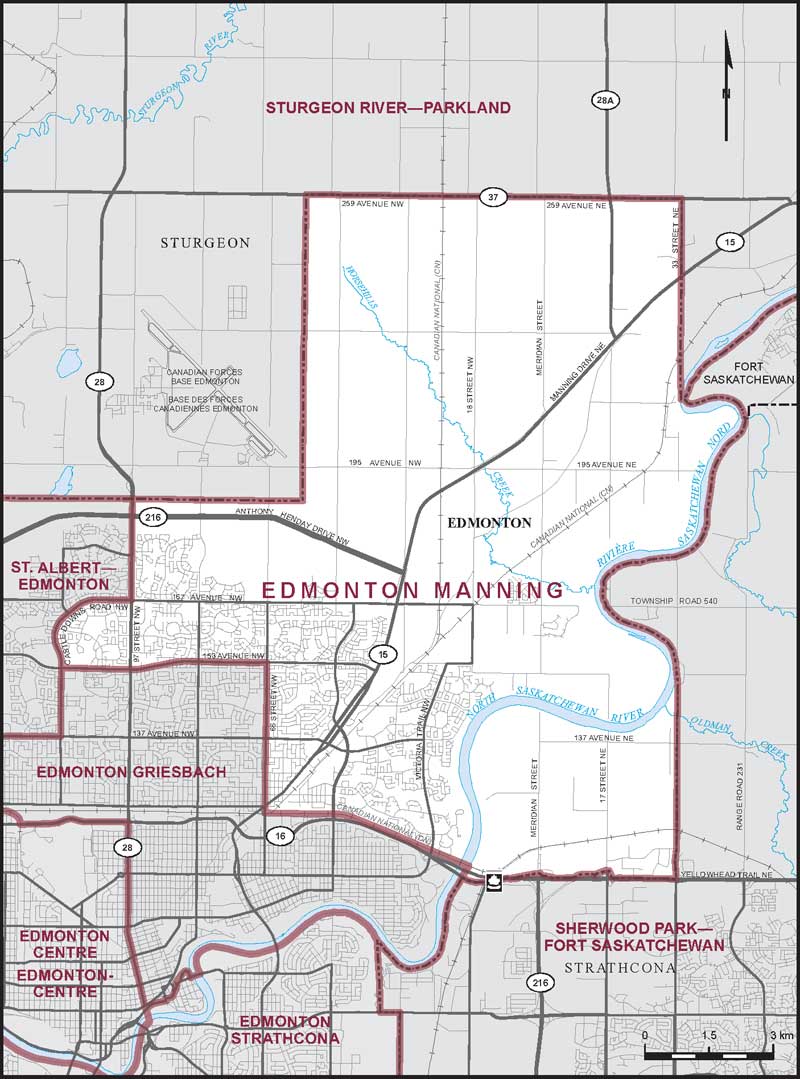 Carte de la circonscription d'Edmonton Manning