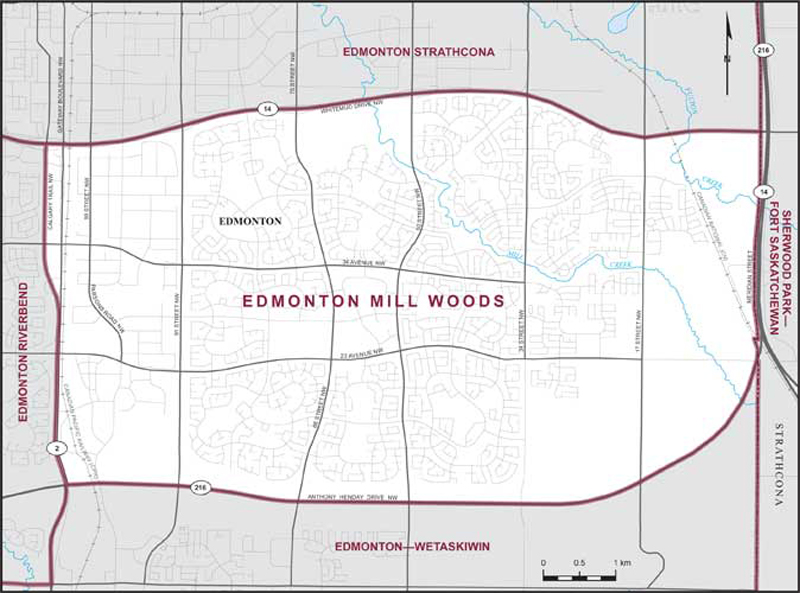 Carte de la circonscription d'Edmonton Mill Woods