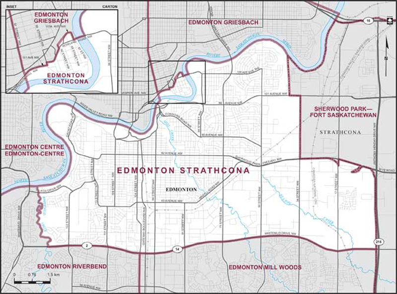 Carte de la circonscription d'Edmonton Strathcona