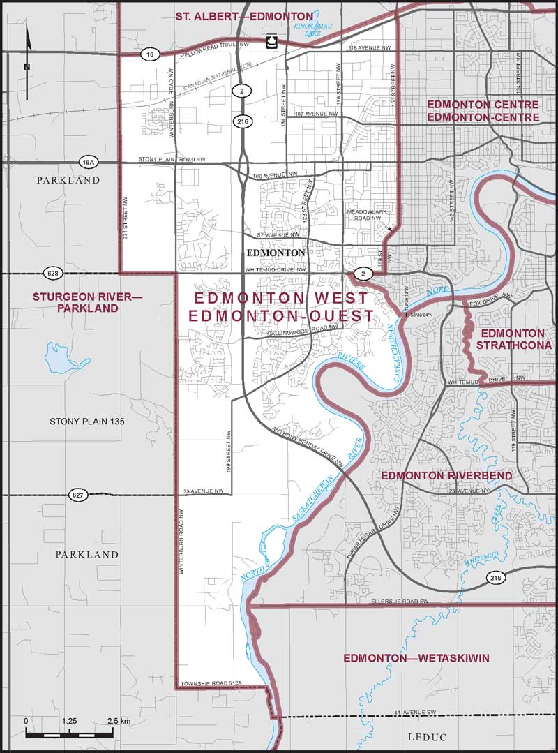 Carte de la circonscription d'Edmonton-Ouest