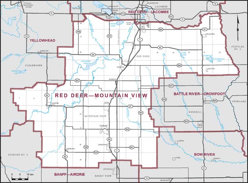 Carte de la circonscription de Red Deer—Mountain View
