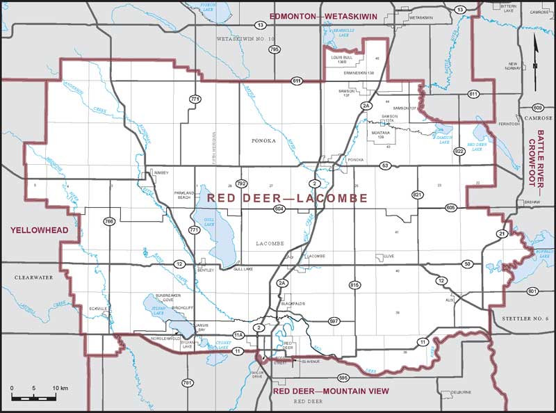 Carte de la circonscription de Red Deer—Lacombe