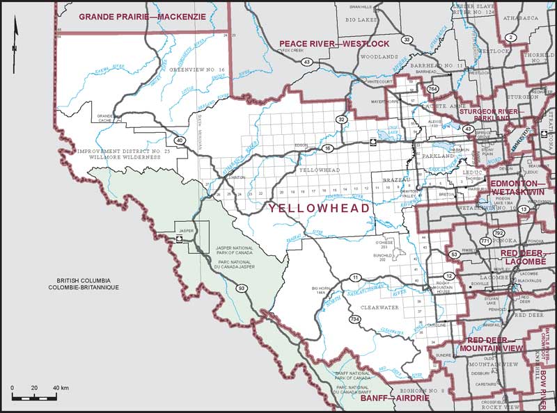 Carte de la circonscription de Yellowhead