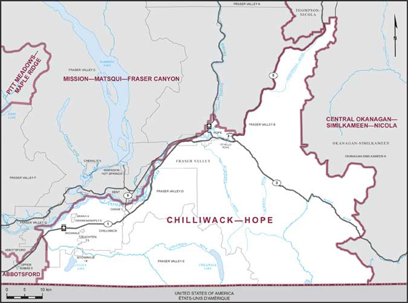 Carte de la circonscription de Chilliwack—Hope