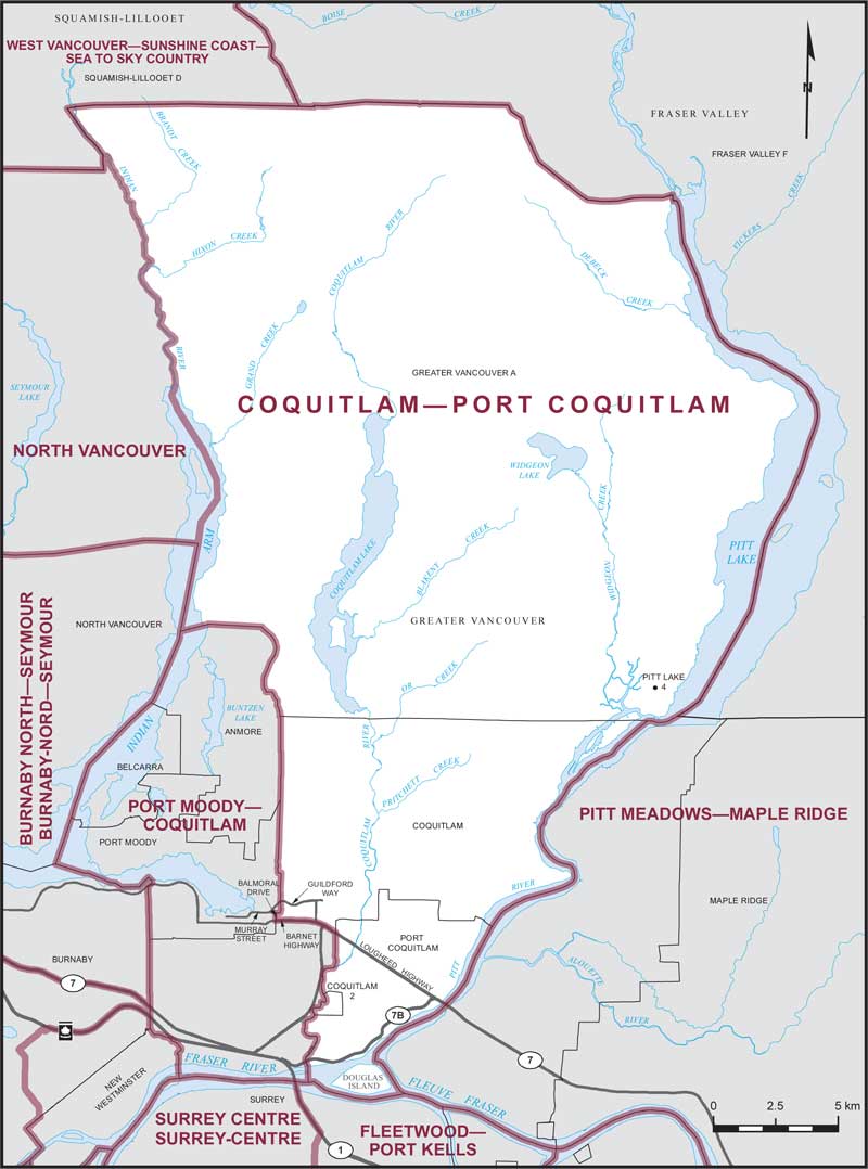 Carte de la circonscription de Coquitlam—Port Coquitlam