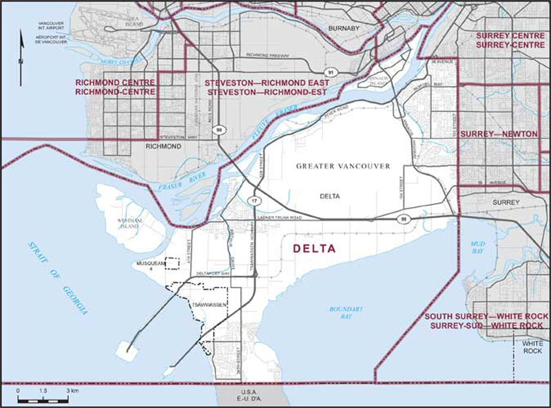Carte de la circonscription de Delta